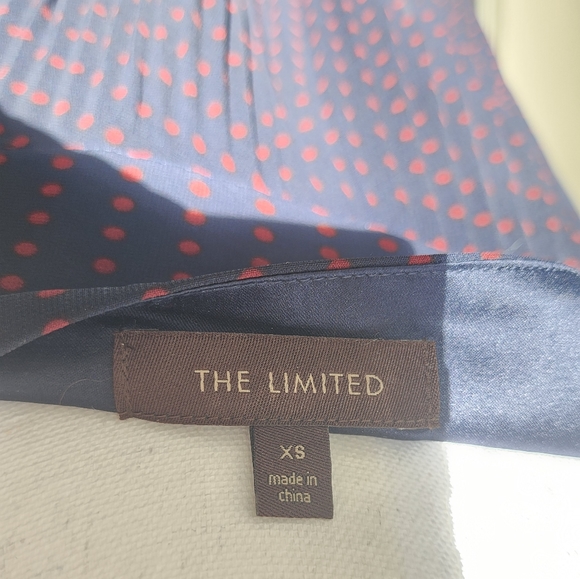 The Limited - Navy Blue XS accordion skirt with red poka dots - Picture 5 of 5